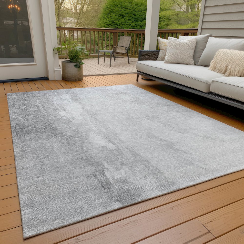 Machine Washable Indoor/Outdoor Chantille Gray 3' x 5' Rug