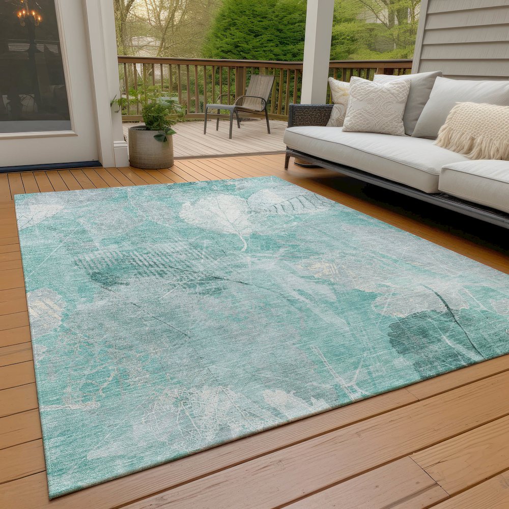 Machine Washable Indoor/Outdoor Chantille Teal 3' x 5' Rug