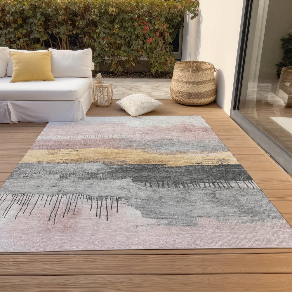 Machine Washable Indoor/Outdoor Chantille Blush 3' x 5' Rug