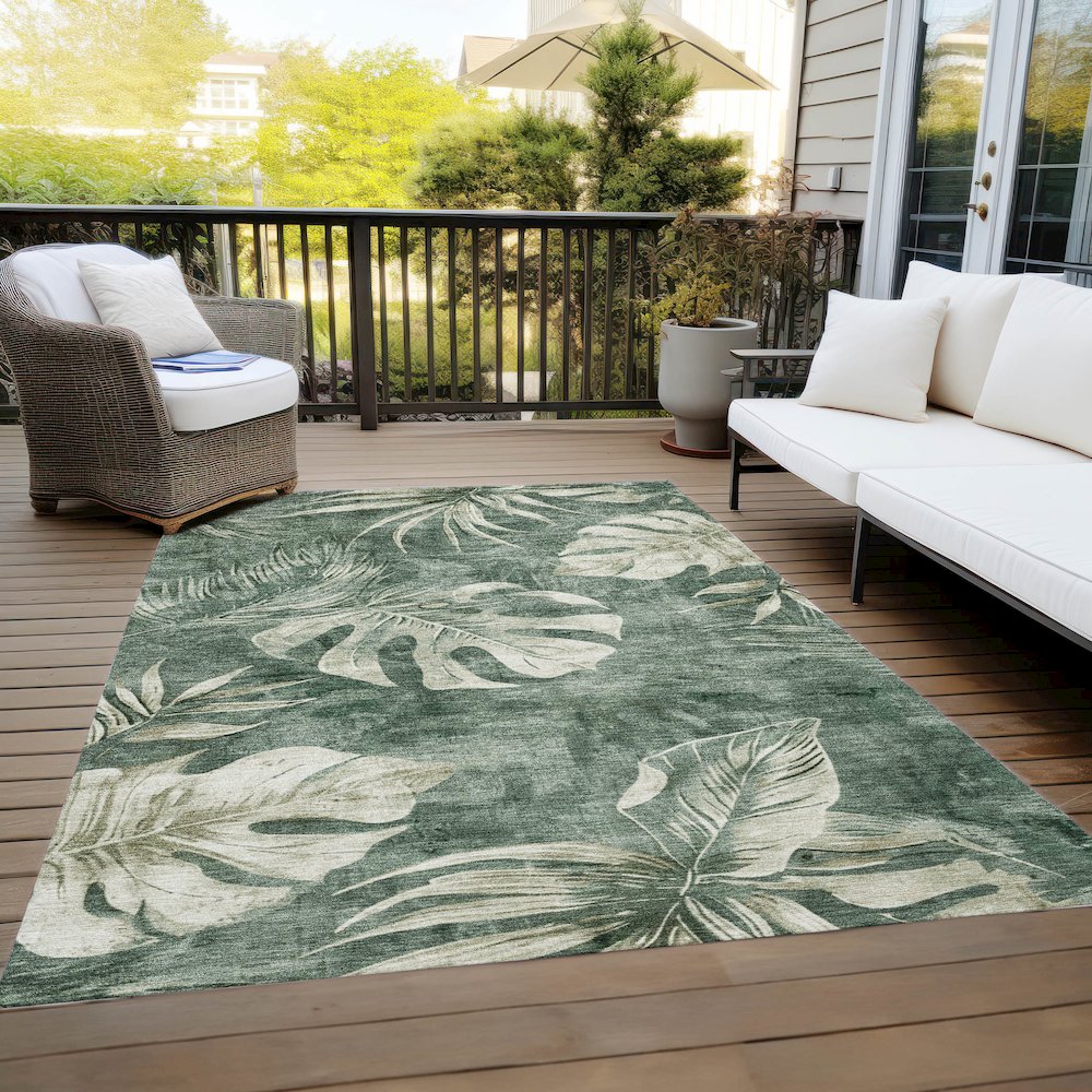 Machine Washable Indoor/Outdoor Chantille Fern 3' x 5' Rug