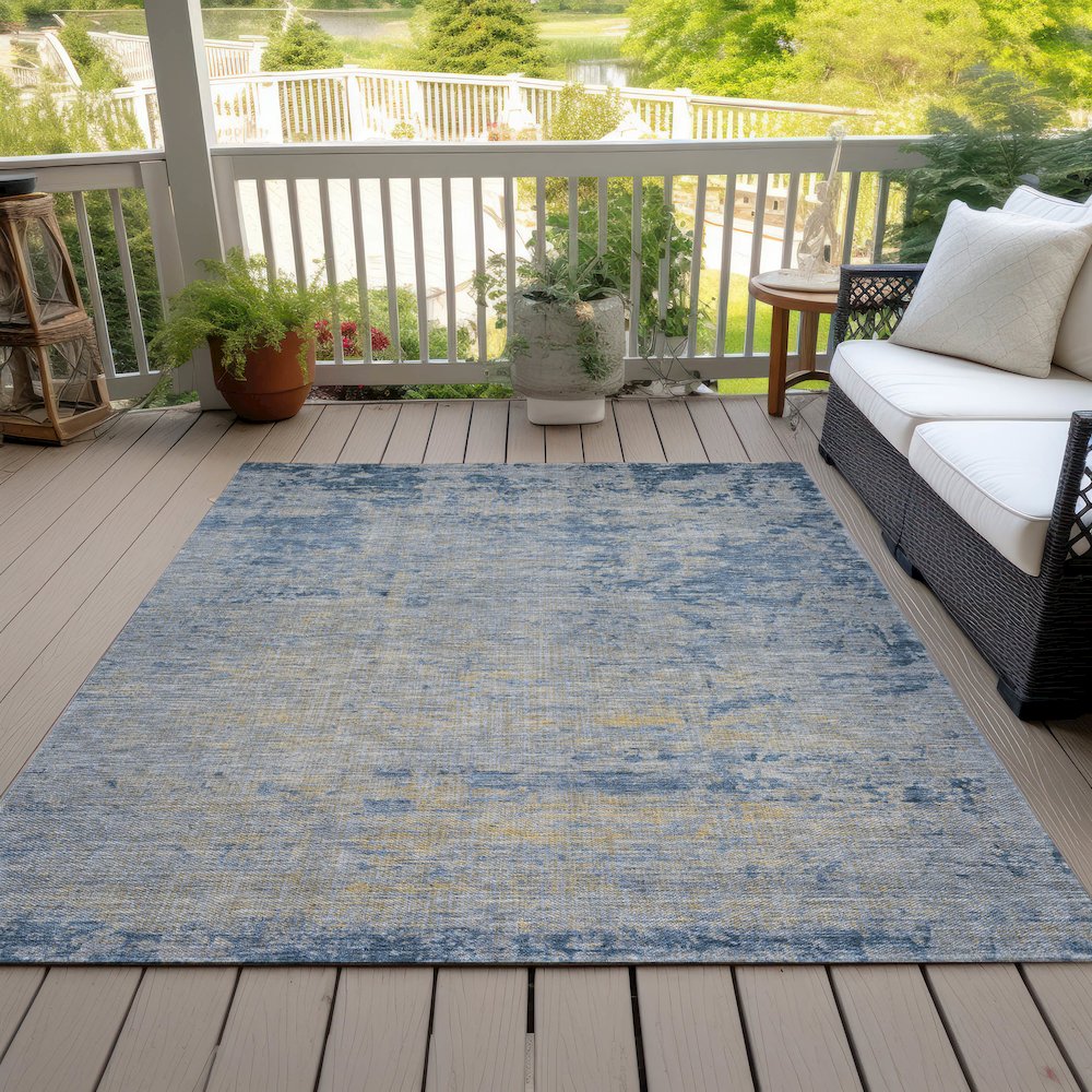 Machine Washable Indoor/Outdoor Chantille Navy 3' x 5' Rug