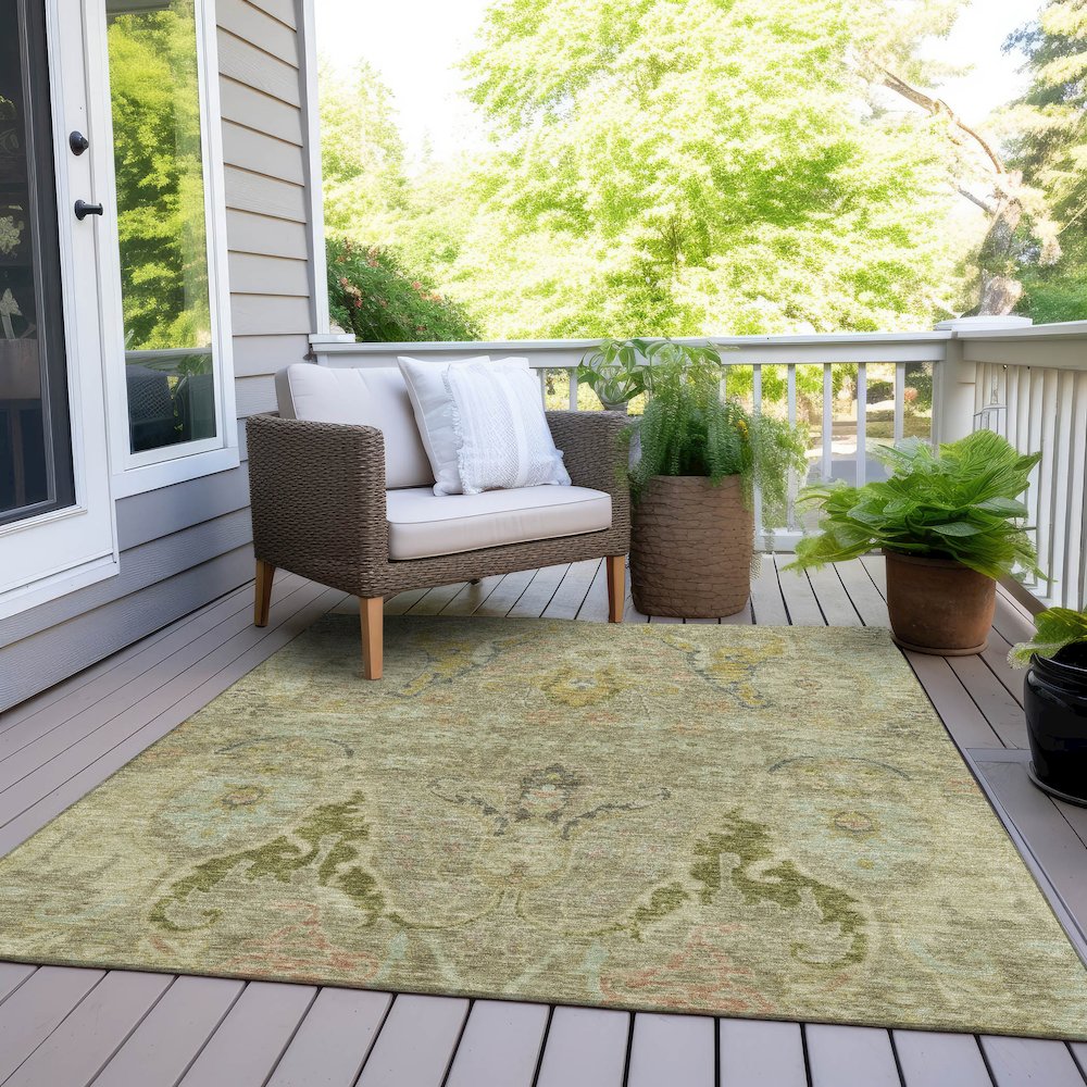 Machine Washable Indoor/Outdoor Chantille Khaki 3' x 5' Rug