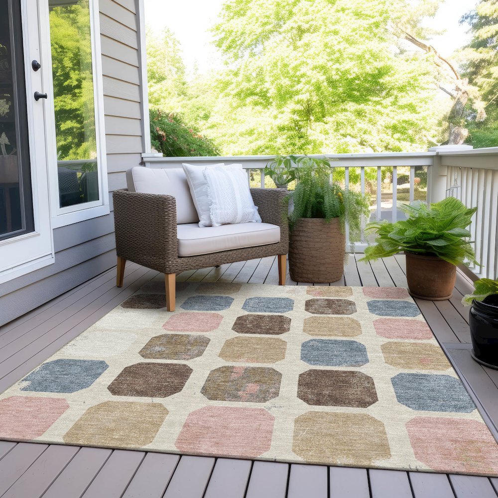Machine Washable Indoor/Outdoor Chantille Linen 3' x 5' Rug