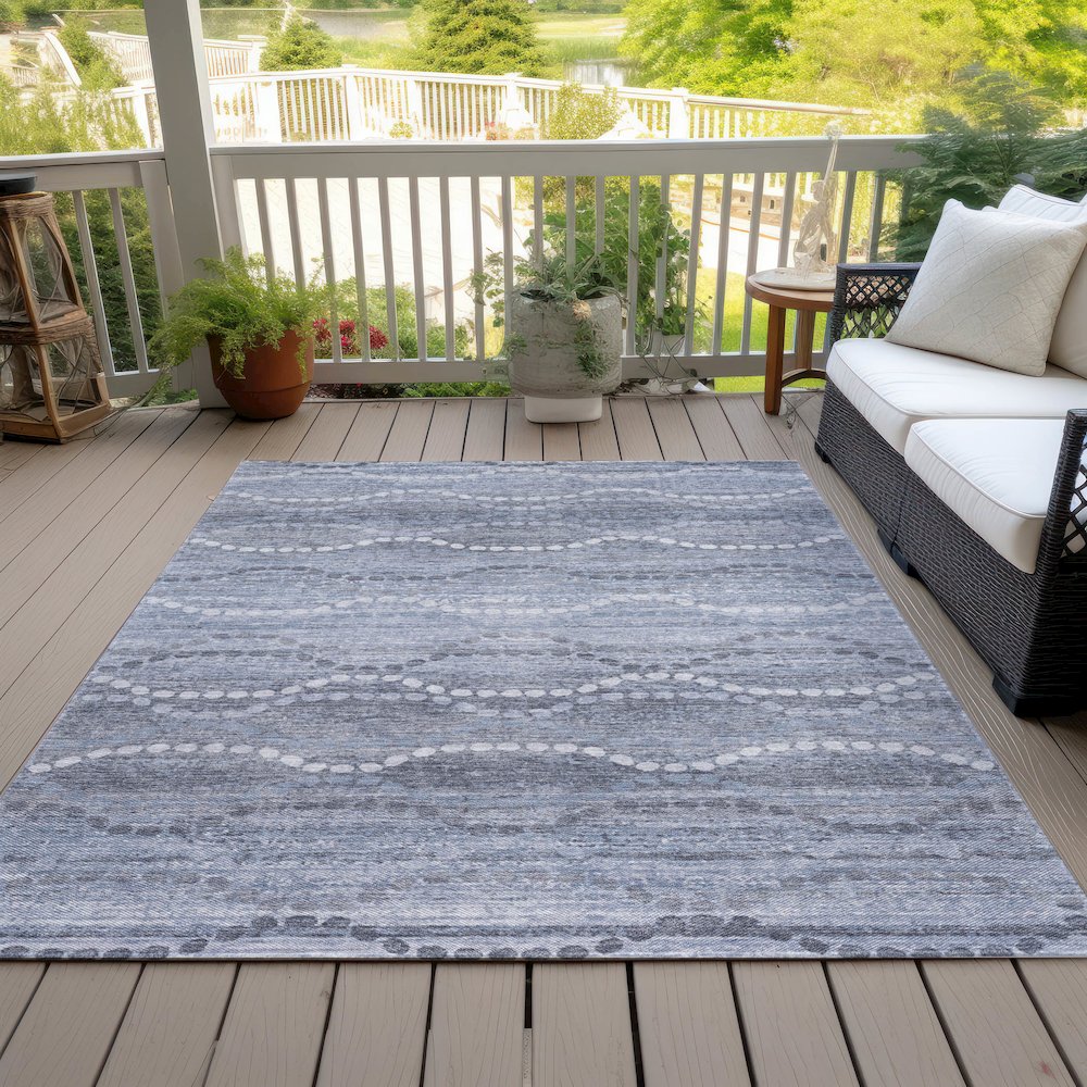 Machine Washable Indoor/Outdoor Chantille ACN2030 Blue 3' x 5' Rug