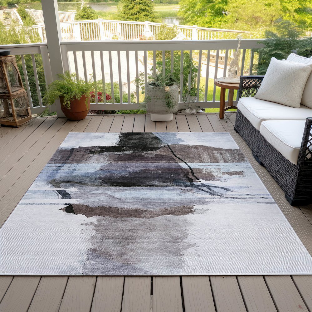Machine Washable Indoor/Outdoor Chantille ACN2033 Brown 3' x 5' Rug