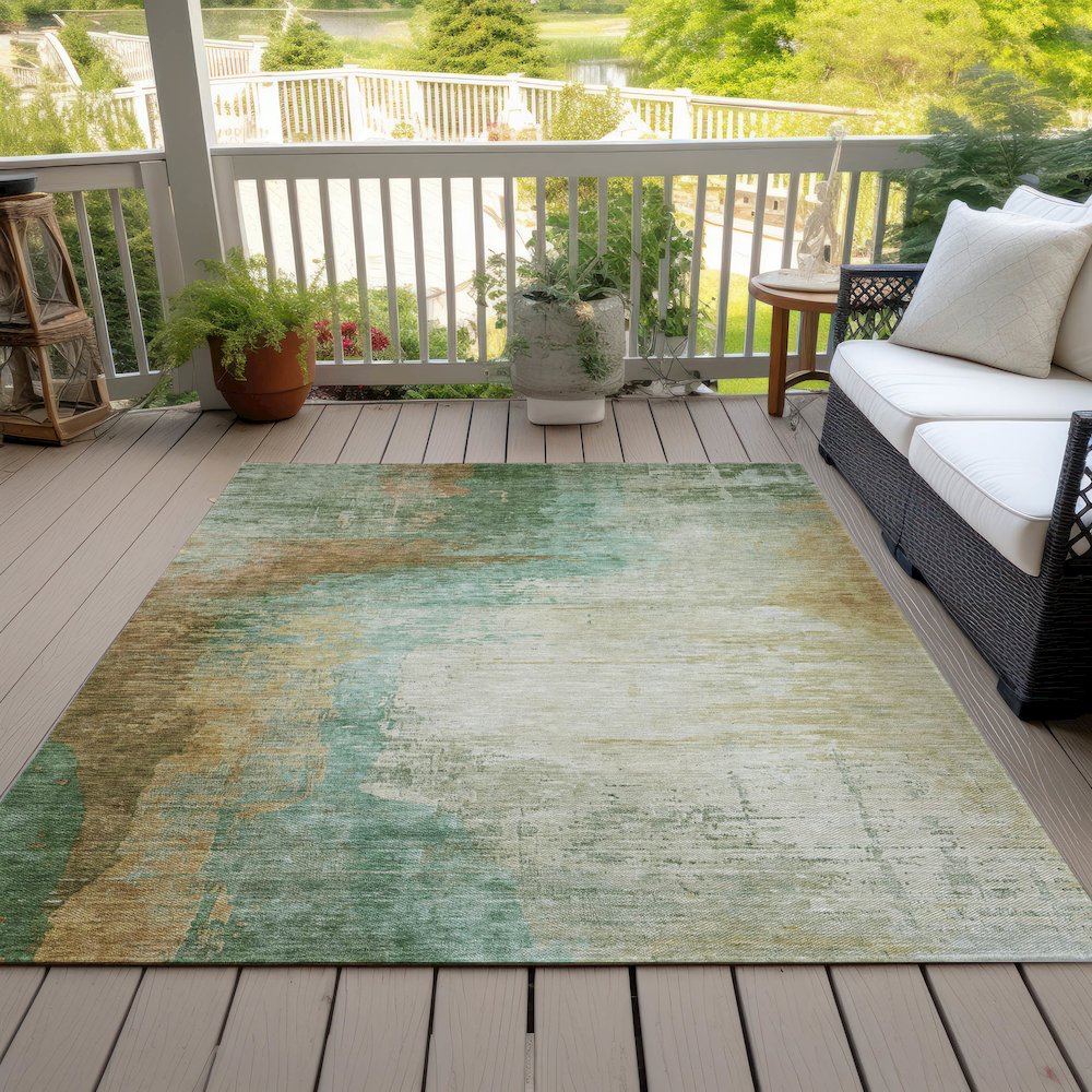 Machine Washable Indoor/Outdoor Chantille ACN2041 Aloe 3' x 5' Rug