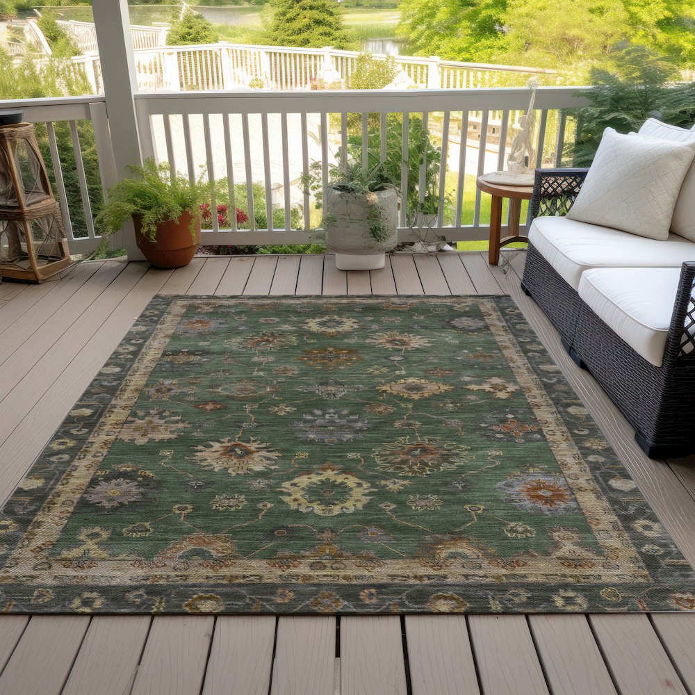 Machine Washable Indoor/Outdoor Chantille ACN2045 Fern 3' x 5' Rug