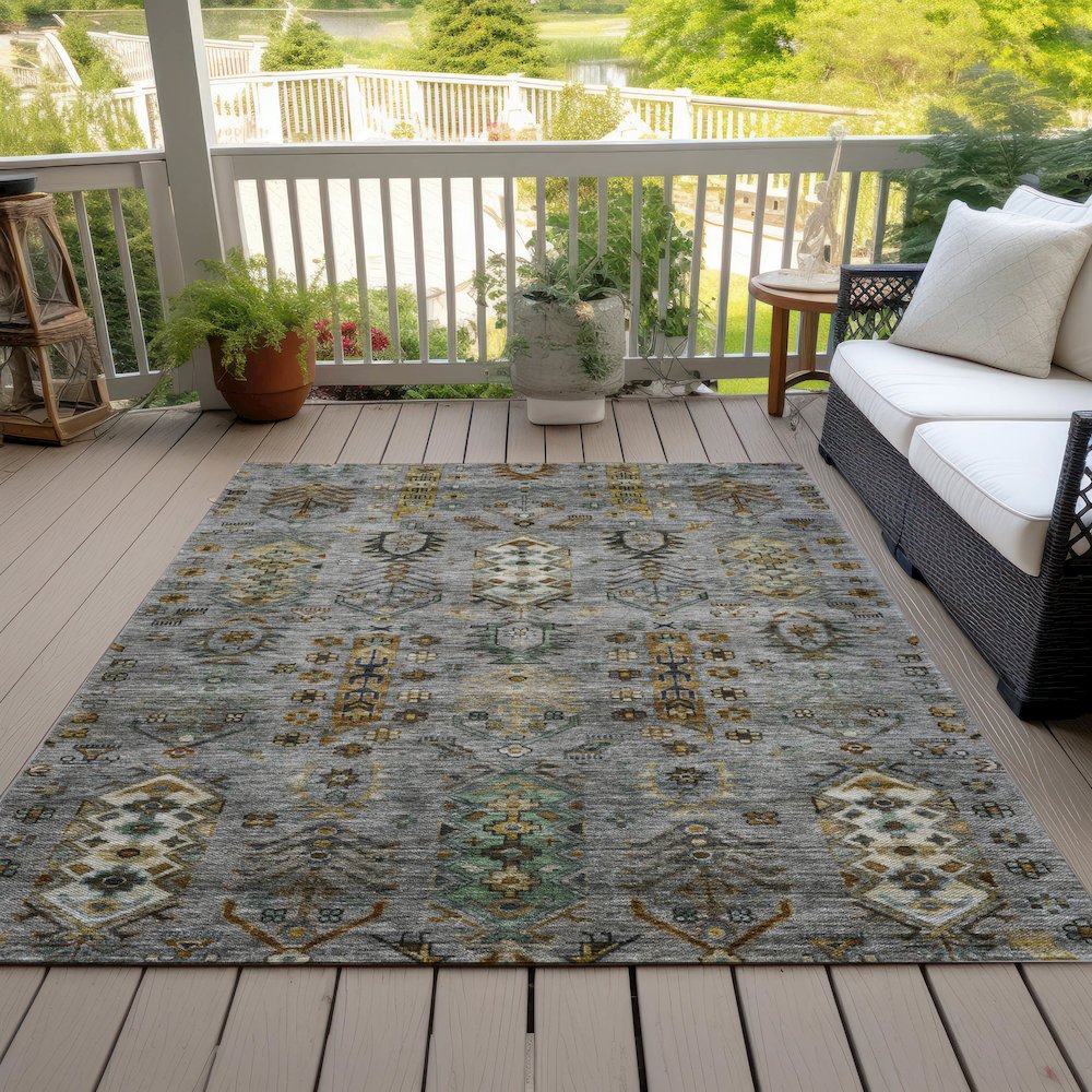 Machine Washable Indoor/Outdoor Chantille ACN2047 Pewter 3' x 5' Rug