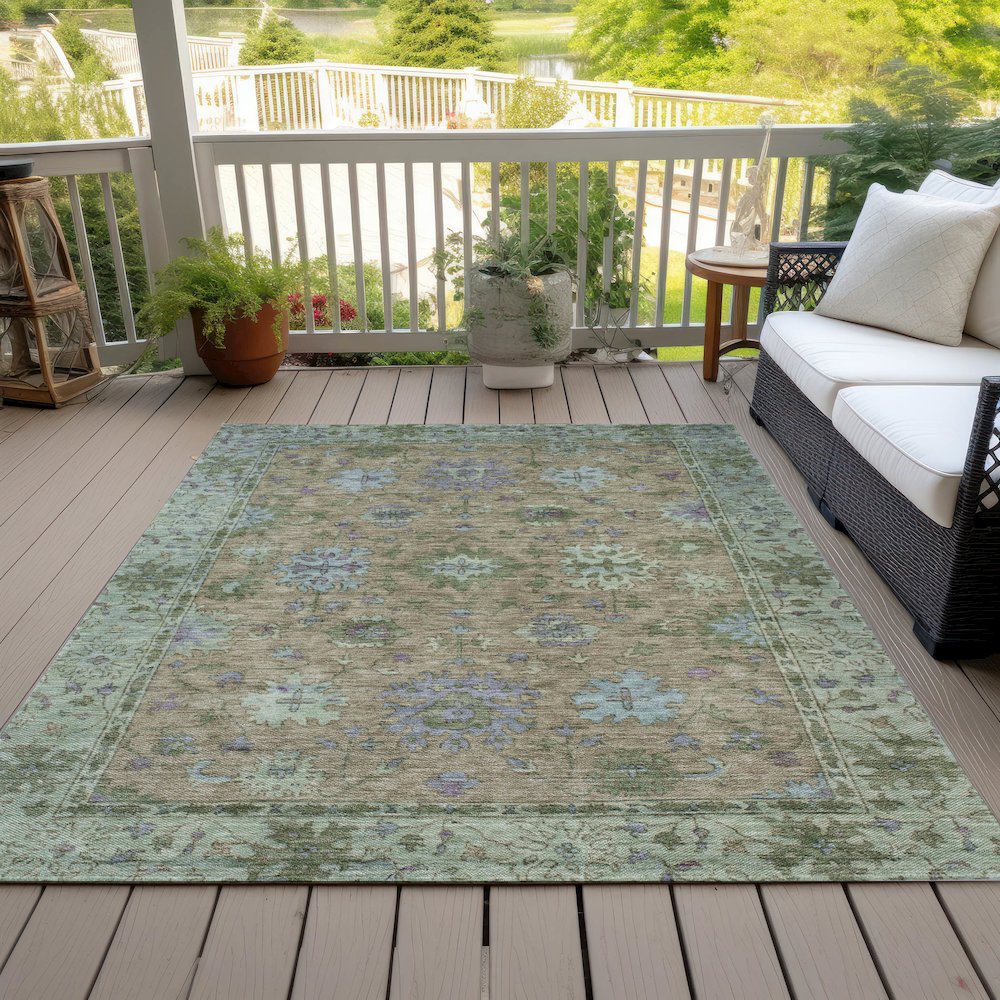 Machine Washable Indoor/Outdoor Chantille ACN2052 Brown 3' x 5' Rug