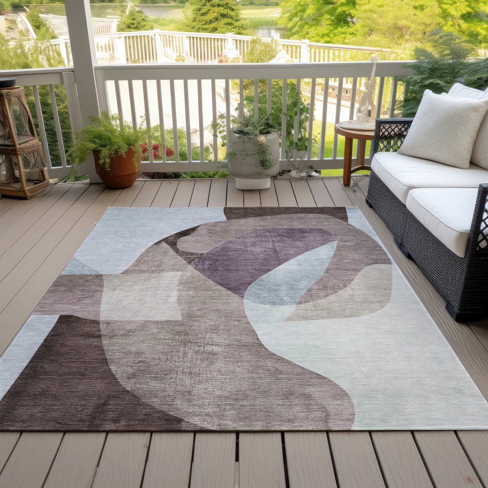 Machine Washable Indoor/Outdoor Chantille ACN2058 Brown 3' x 5' Rug