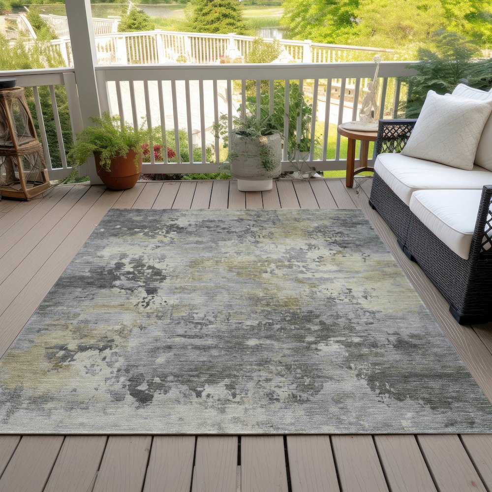 Machine Washable Indoor/Outdoor Chantille ACN2073 Pewter 3' x 5' Rug