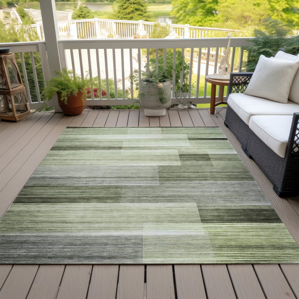 Machine Washable Indoor/Outdoor Chantille ACN2082 Green 3' x 5' Rug