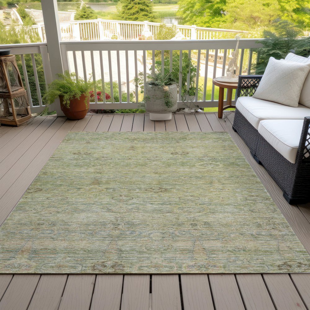 Machine Washable Indoor/Outdoor Chantille ACN2090 Green 3' x 5' Rug