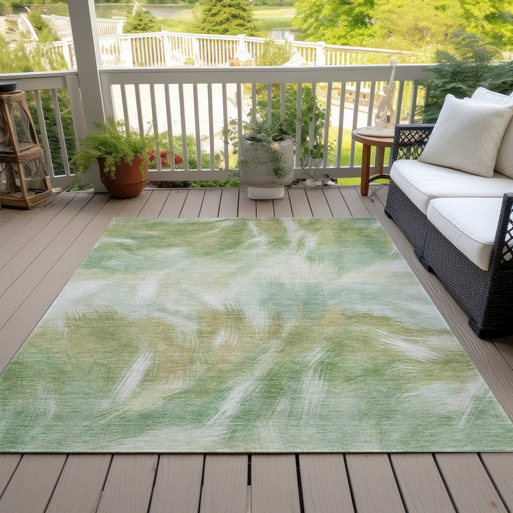 Machine Washable Indoor/Outdoor Chantille ACN2096 Green 3' x 5' Rug