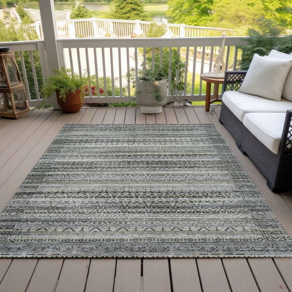 Machine Washable Indoor/Outdoor Chantille ACN2101 Pewter 3' x 5' Rug