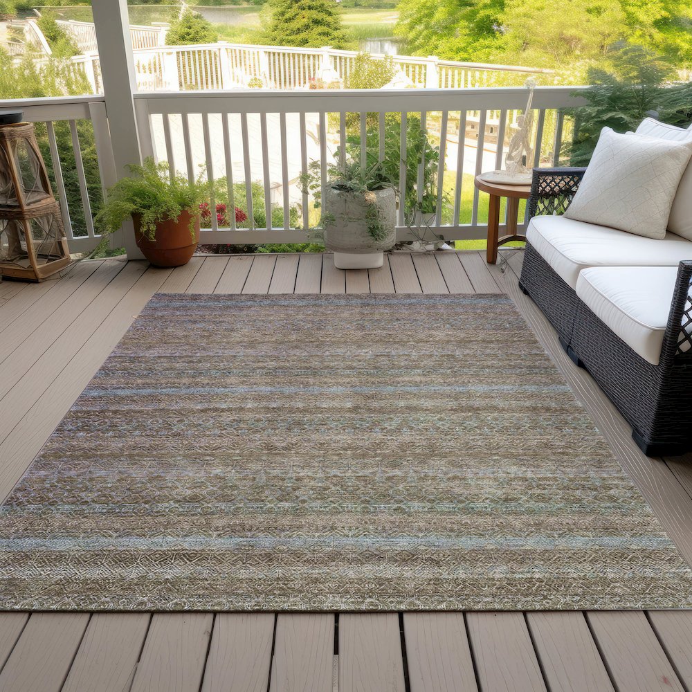 Machine Washable Indoor/Outdoor Chantille ACN2106 Brown 3' x 5' Rug