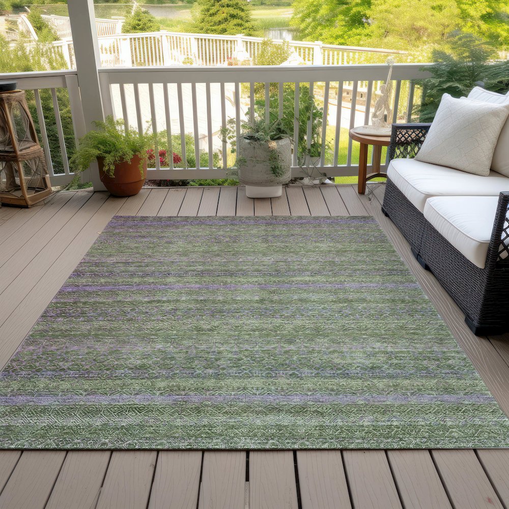 Machine Washable Indoor/Outdoor Chantille ACN2106 Olive 3' x 5' Rug