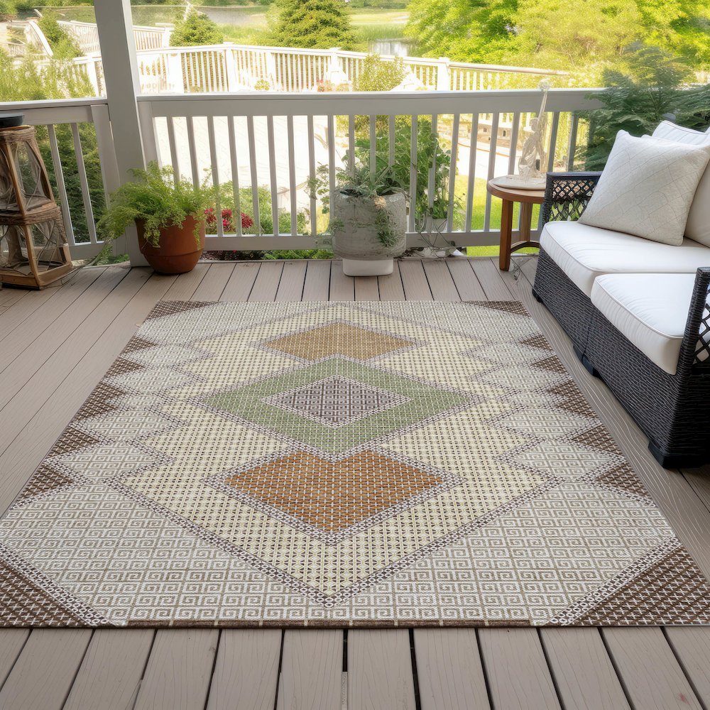 Machine Washable Indoor/Outdoor Chantille ACN2111 Brown 3' x 5' Rug