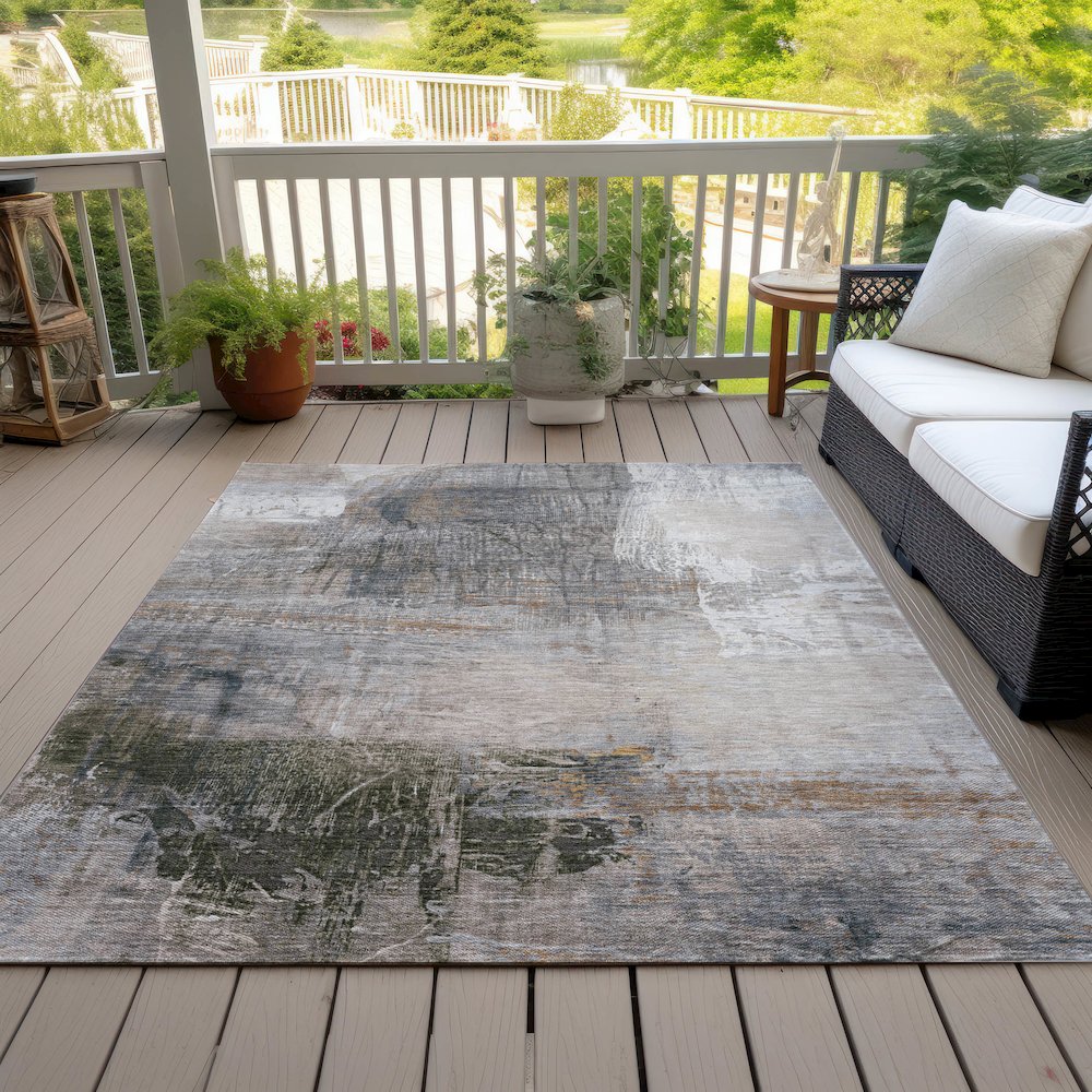 Machine Washable Indoor/Outdoor Chantille ACN2117 Putty 3' x 5' Rug