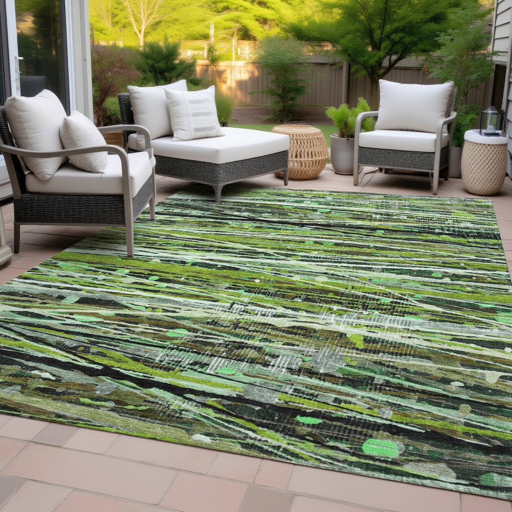Machine Washable Indoor/Outdoor Chantille ACN2126 Green 3' x 5' Rug
