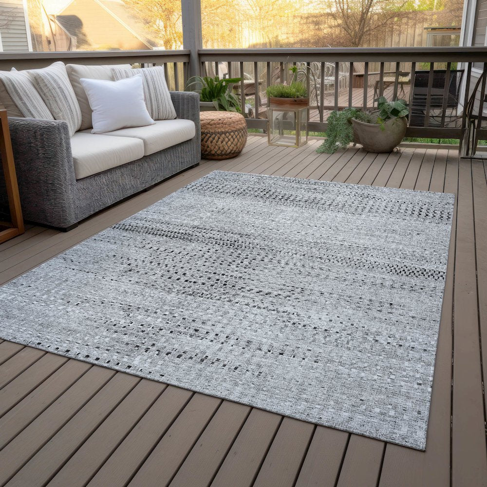 Machine Washable Indoor/Outdoor Chantille ACN2137 Gray 3' x 5' Rug