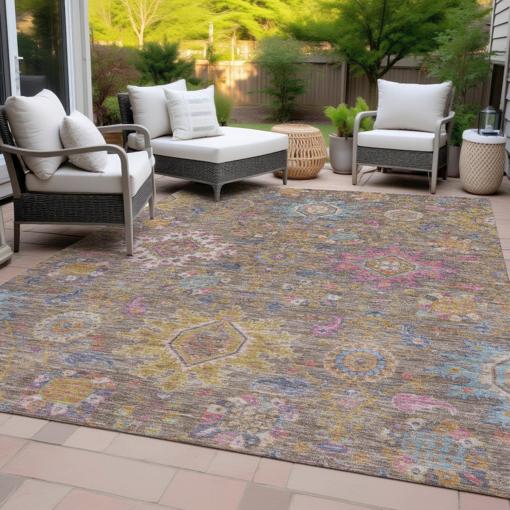 Machine Washable Indoor/Outdoor Chantille ACN2151 Mocha 3' x 5' Rug