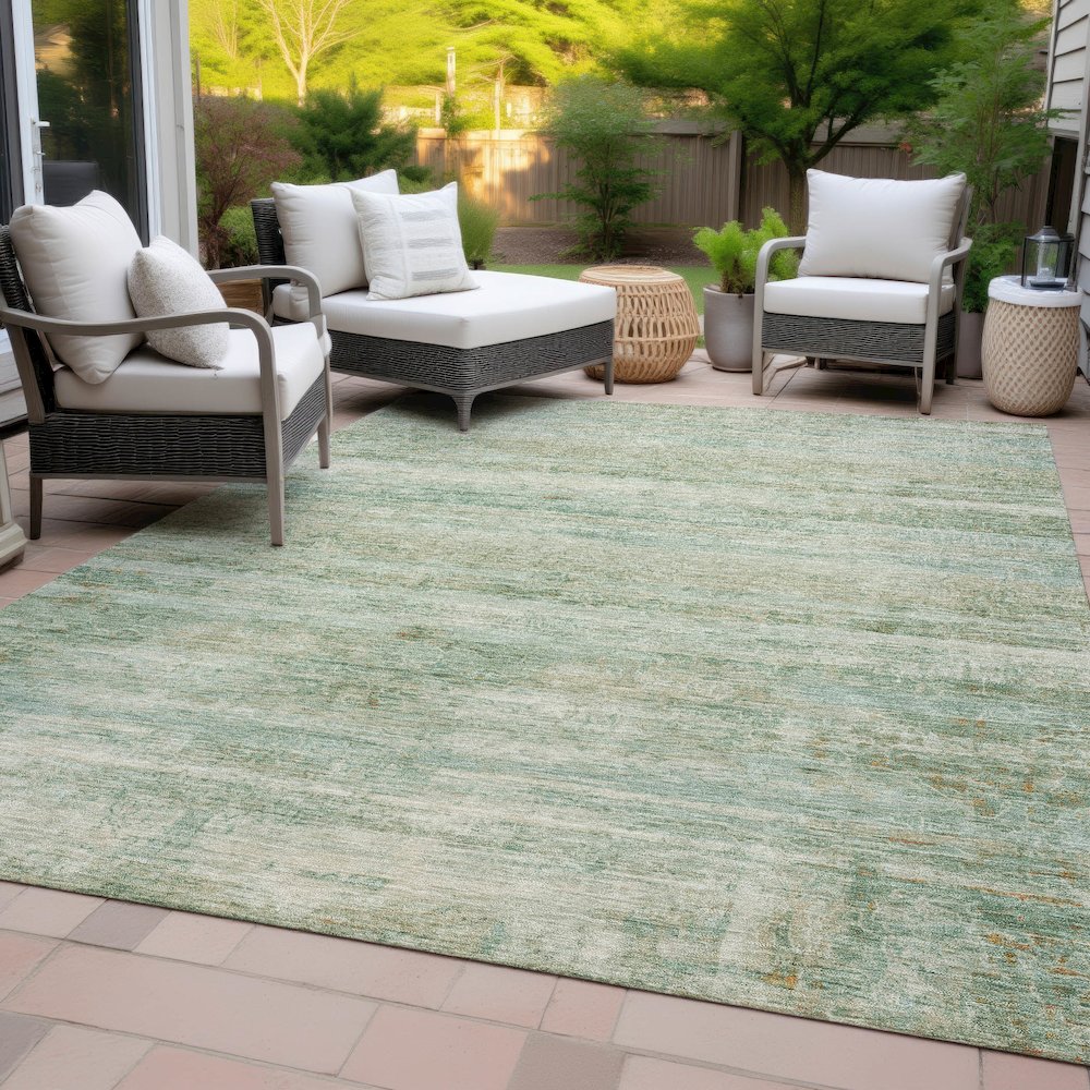 Machine Washable Indoor/Outdoor Chantille ACN2154 Green 3' x 5' Rug