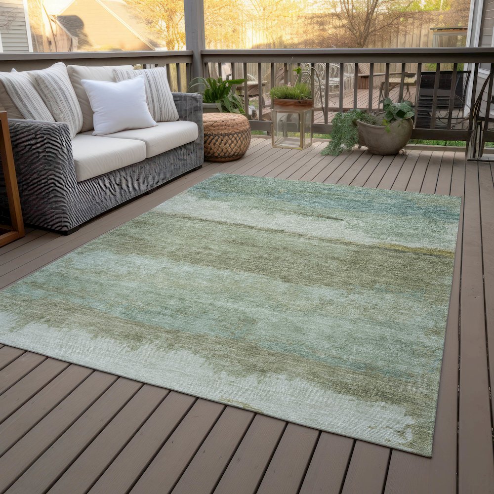 Machine Washable Indoor/Outdoor Chantille ACN2156 Green 3' x 5' Rug
