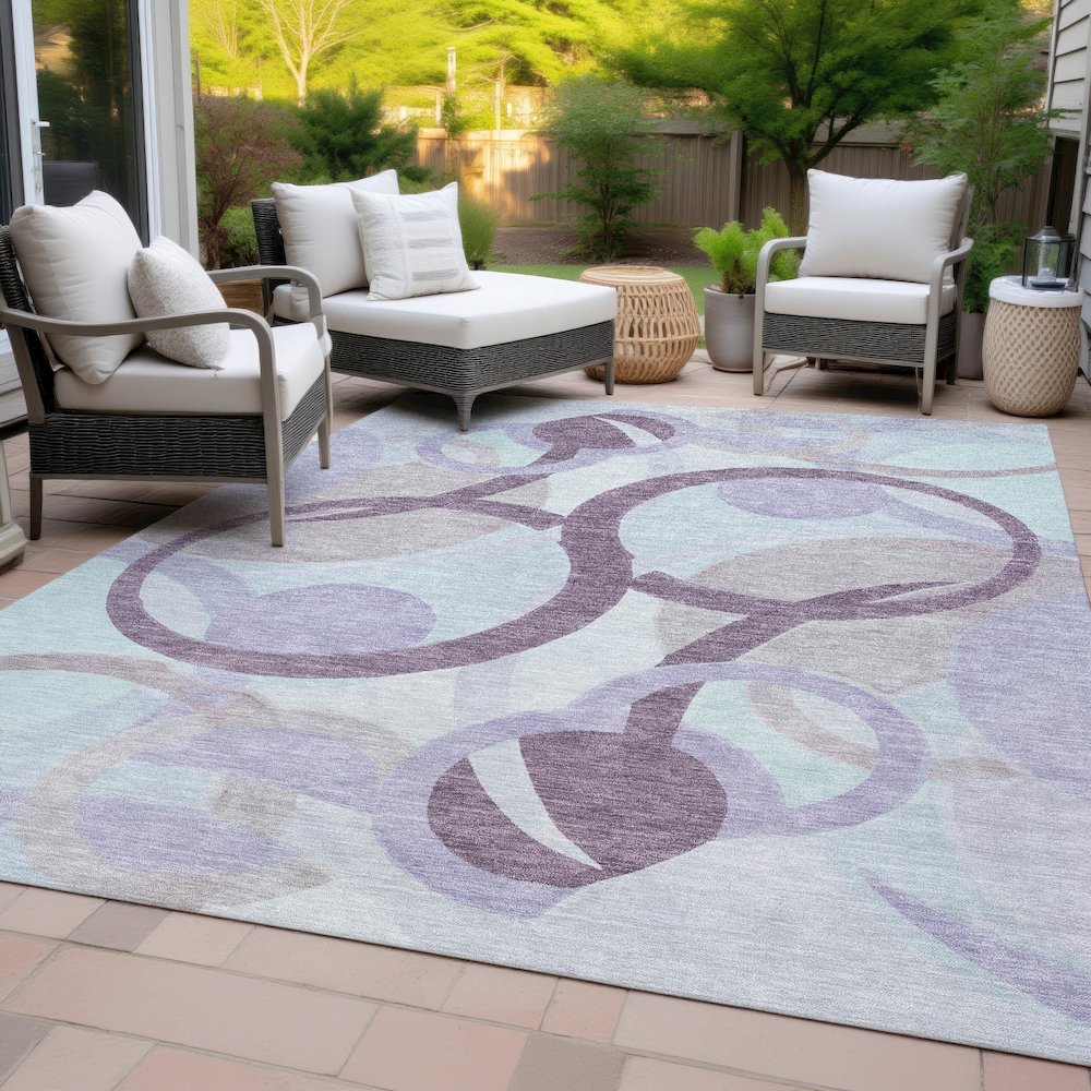 Machine Washable Indoor/Outdoor Chantille ACN2168 Plum 3' x 5' Rug