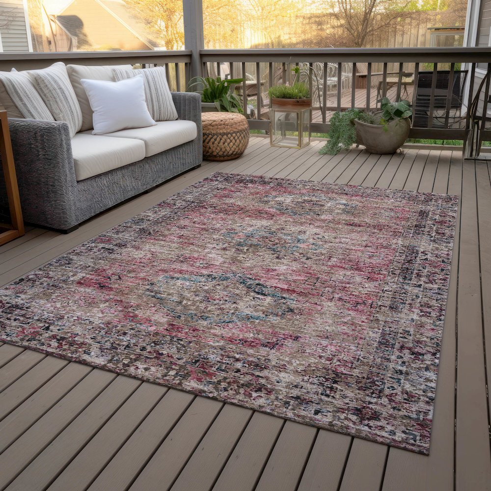 Machine Washable Indoor/Outdoor Chantille ACN2170 Pink 3' x 5' Rug