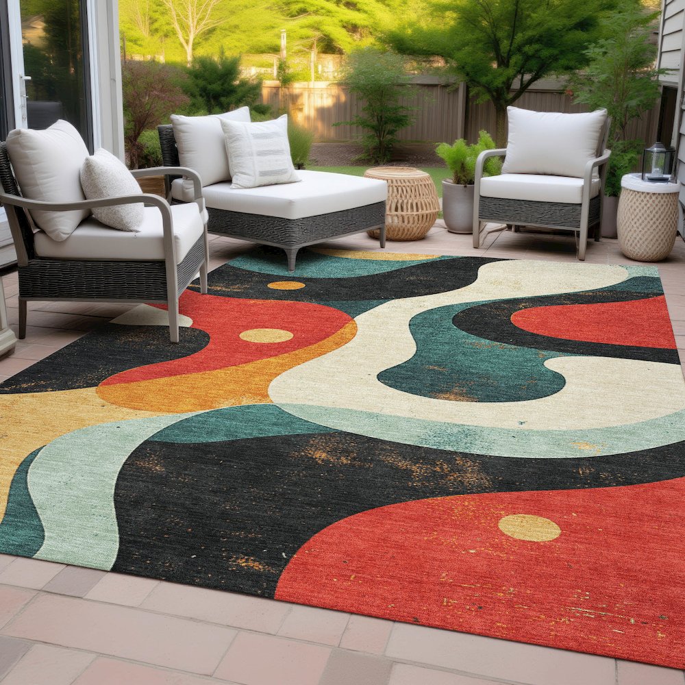 Machine Washable Indoor/Outdoor Chantille ACN2185 Red 3' x 5' Rug