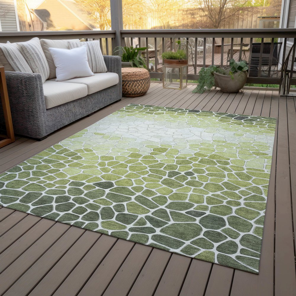 Machine Washable Indoor/Outdoor Chantille ACN2190 Green 3' x 5' Rug