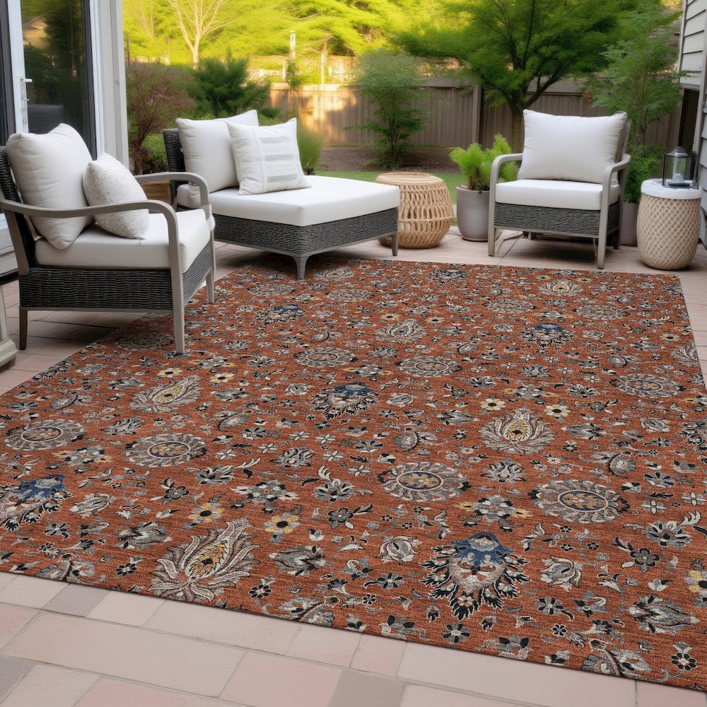 Machine Washable Indoor/Outdoor Chantille ACN2192 Paprika 3' x 5' Rug