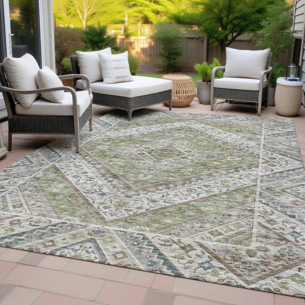 Machine Washable Indoor/Outdoor Chantille ACN2195 Aloe 3' x 5' Rug