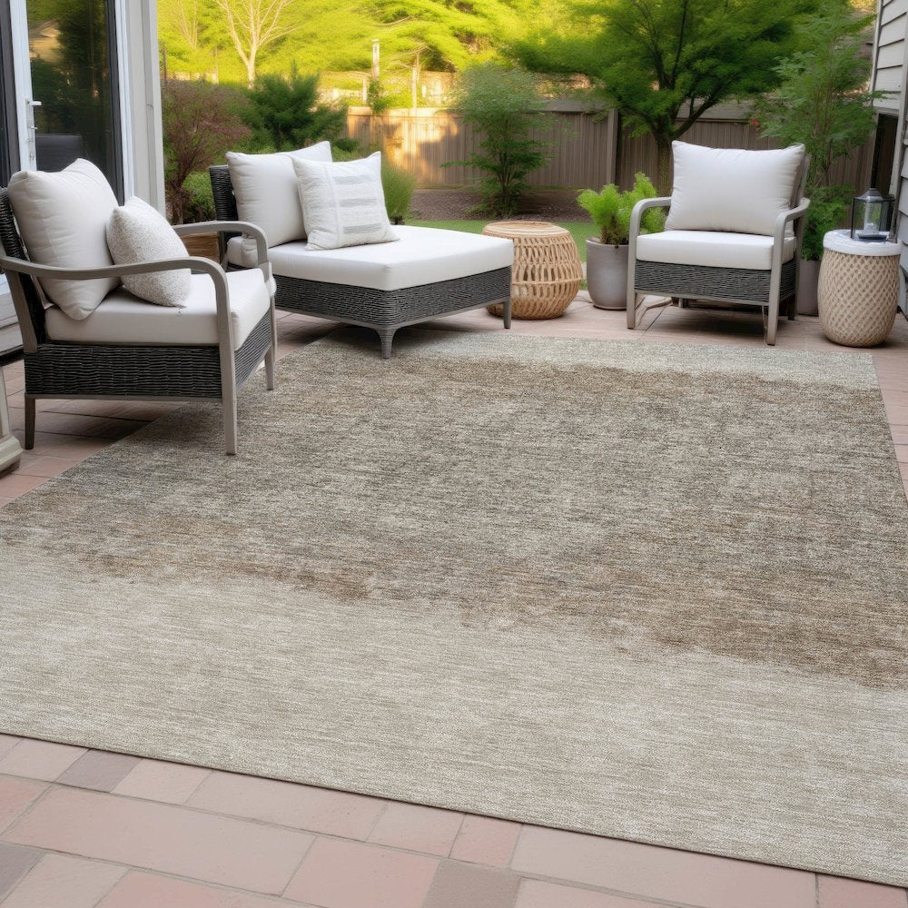 Machine Washable Indoor/Outdoor Chantille ACN2214 Beige 3' x 5' Rug