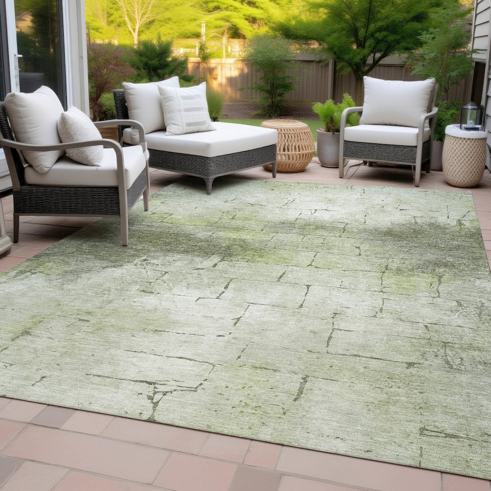 Machine Washable Indoor/Outdoor Chantille ACN2215 Aloe 3' x 5' Rug