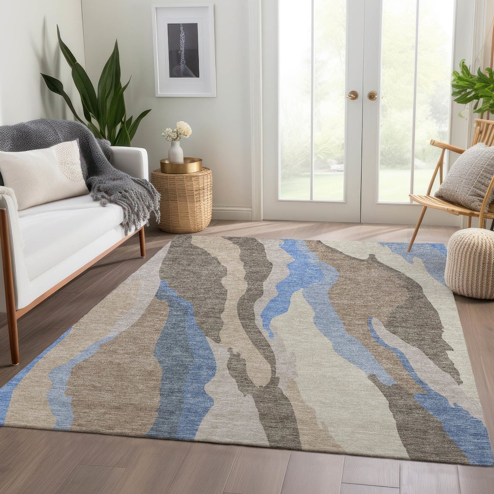 Premium Machine Washable Mayfield AMF1047 Taupe 3' x 5' Rug