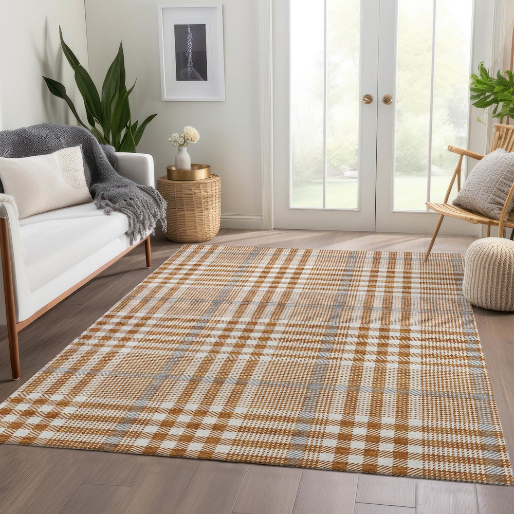 Premium Machine Washable Mayfield AMF1054 Paprika 3' x 5' Rug