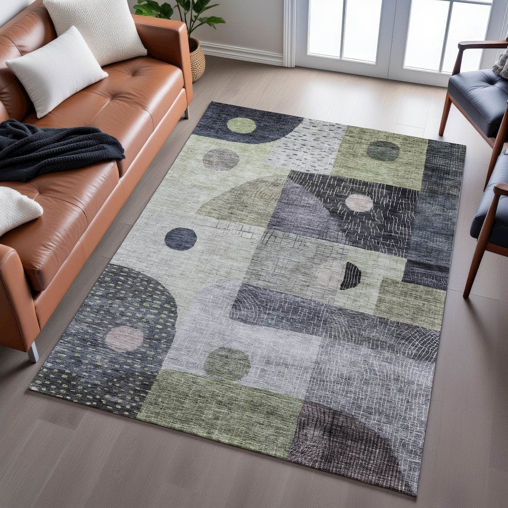 Premium Machine Washable Mayfield AMF1117 Aloe 3' x 5' Rug