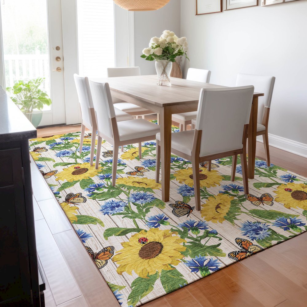 Premium Machine Washable Mayfield Yellow 3' x 5' Rug