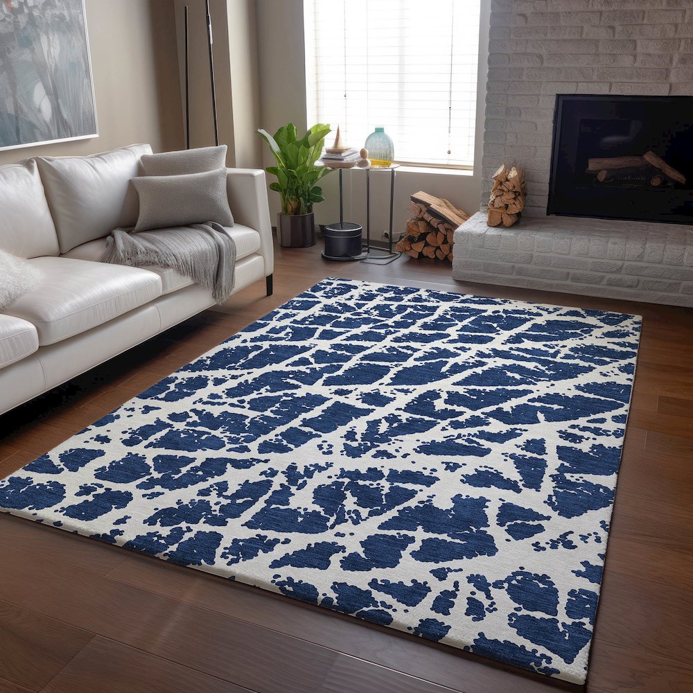 Premium Machine Washable Mayfield Navy 3' x 5' Rug