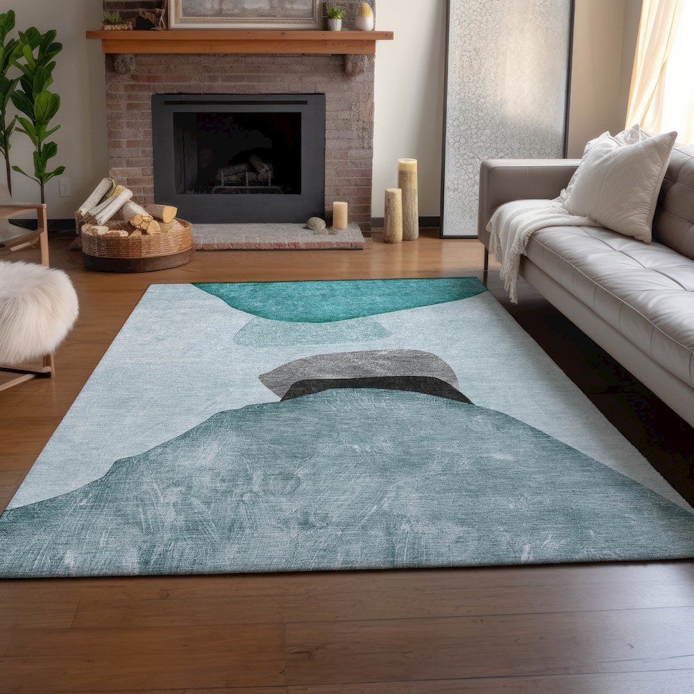 Premium Machine Washable Mayfield Teal 3' x 5' Rug
