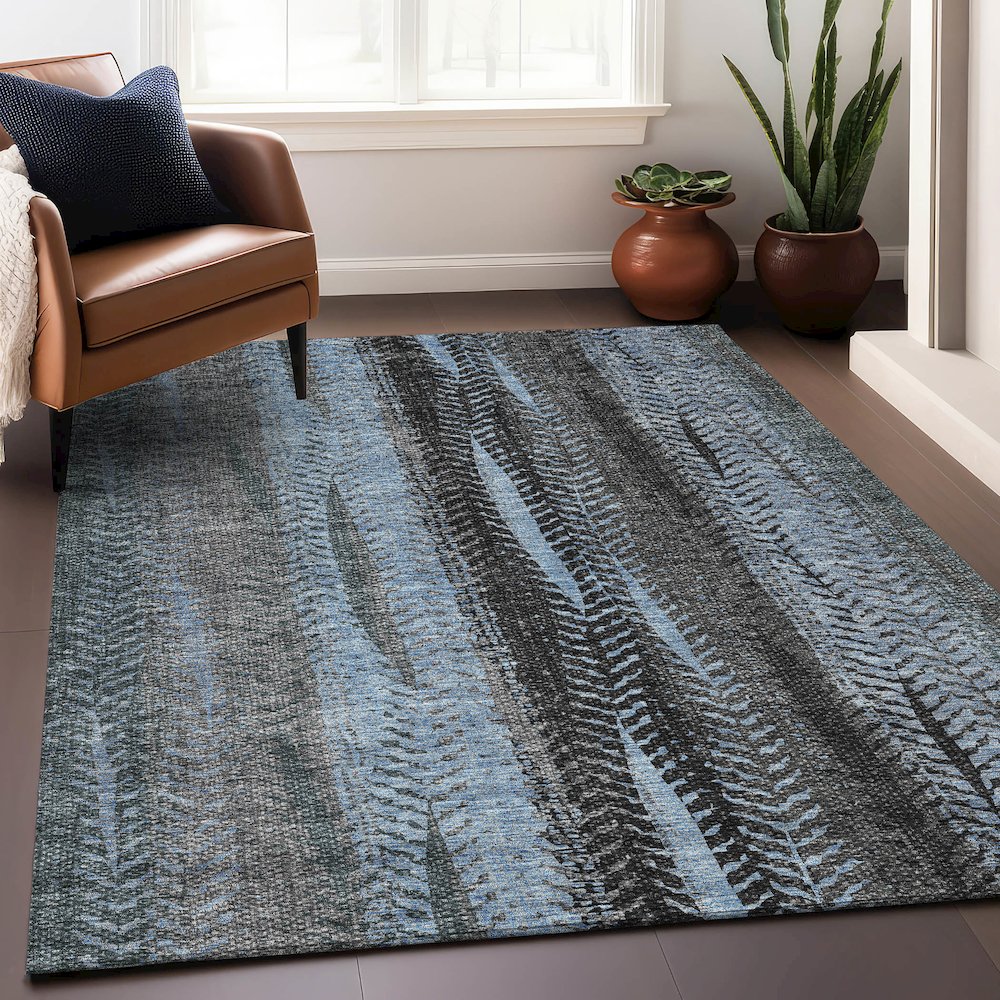 Premium Machine Washable Mayfield AMF693 Blue 3' x 5' Rug