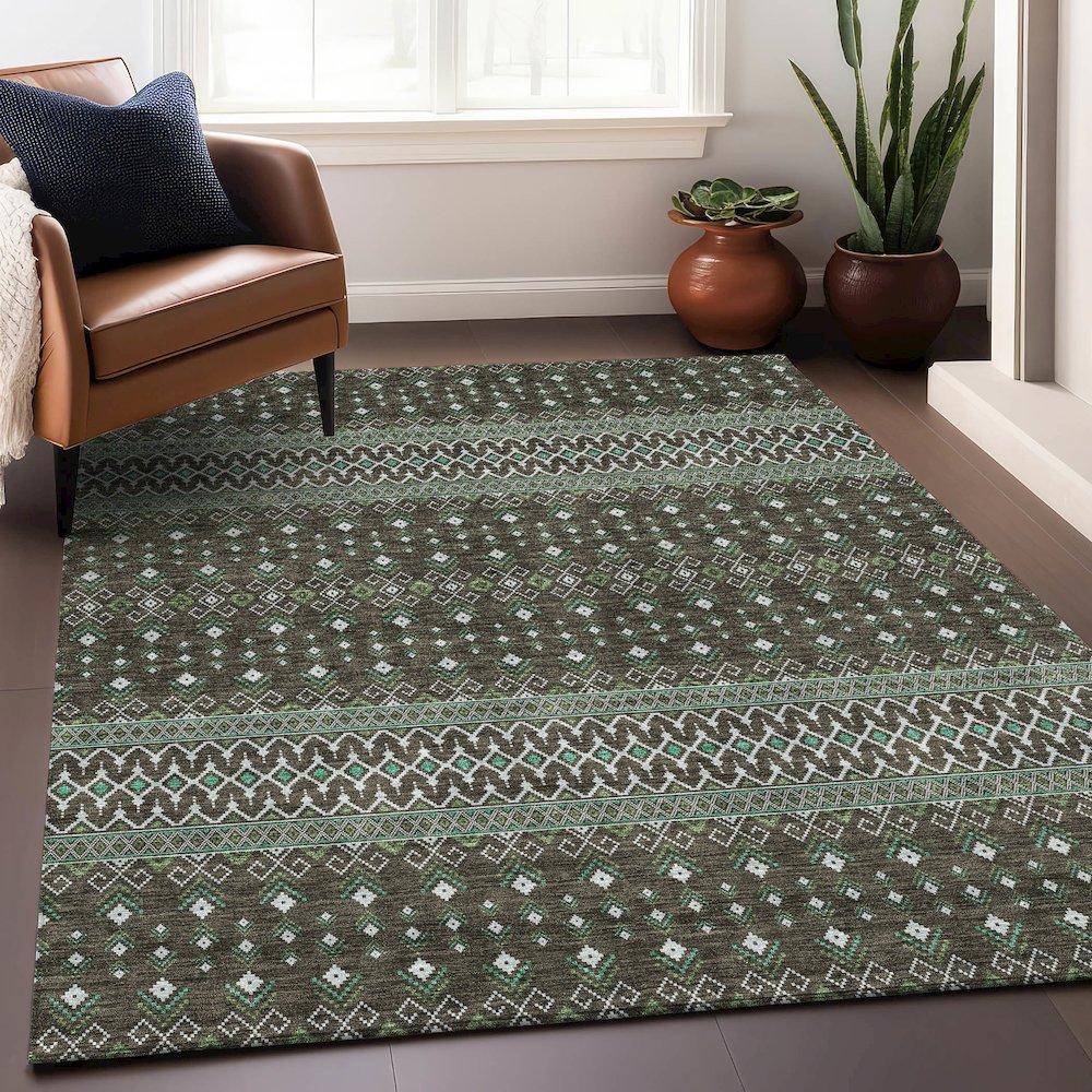 Premium Machine Washable Mayfield AMF708 Brown 3' x 5' Rug