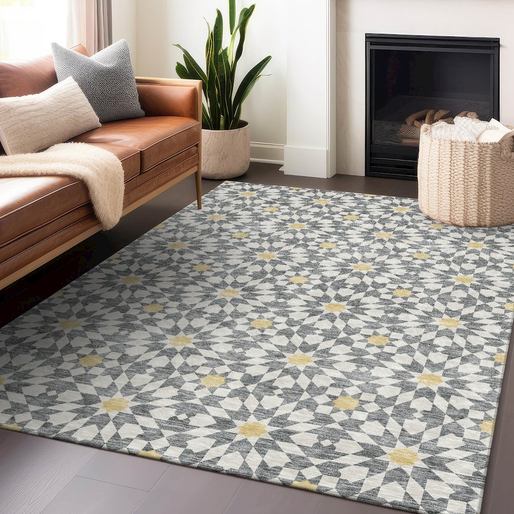 Premium Machine Washable Mayfield AMF734 Gray 3' x 5' Rug