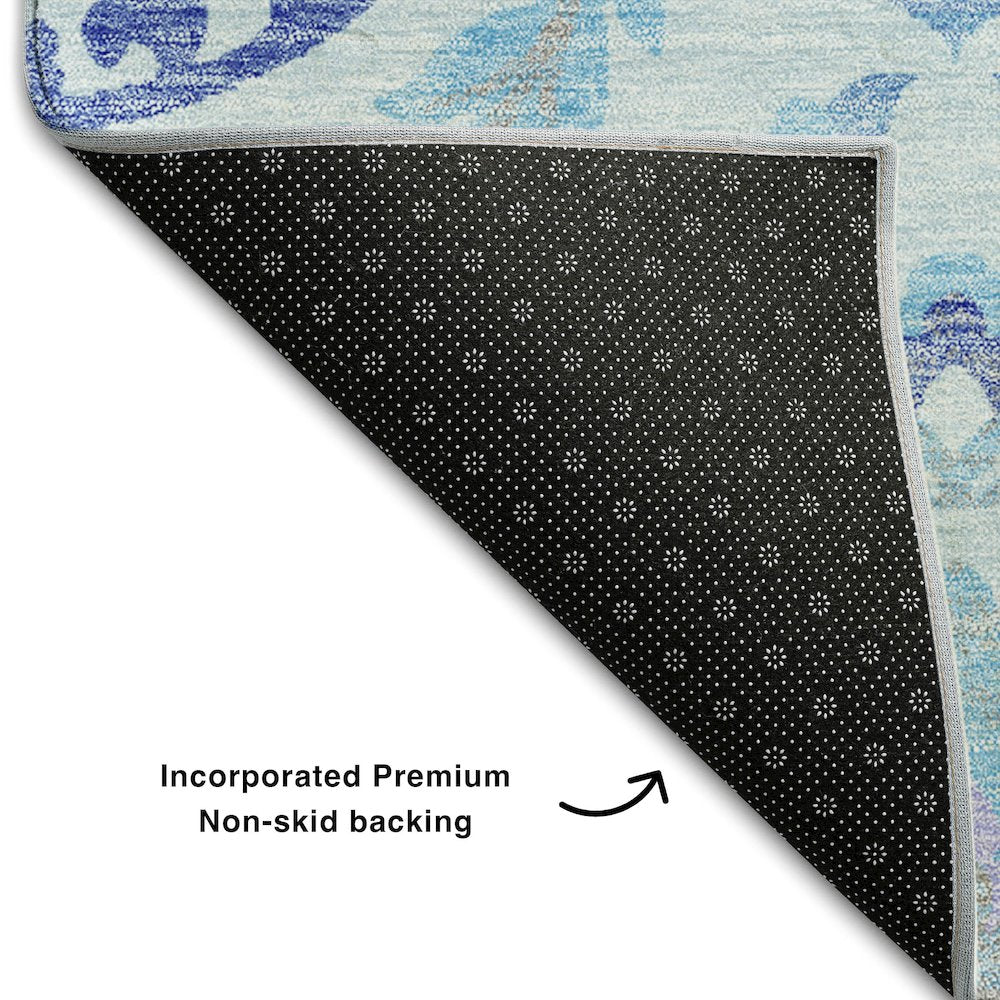 Premium Machine Washable Mayfield AMF751 Sky 2'3" x 7'6" Runner Rug