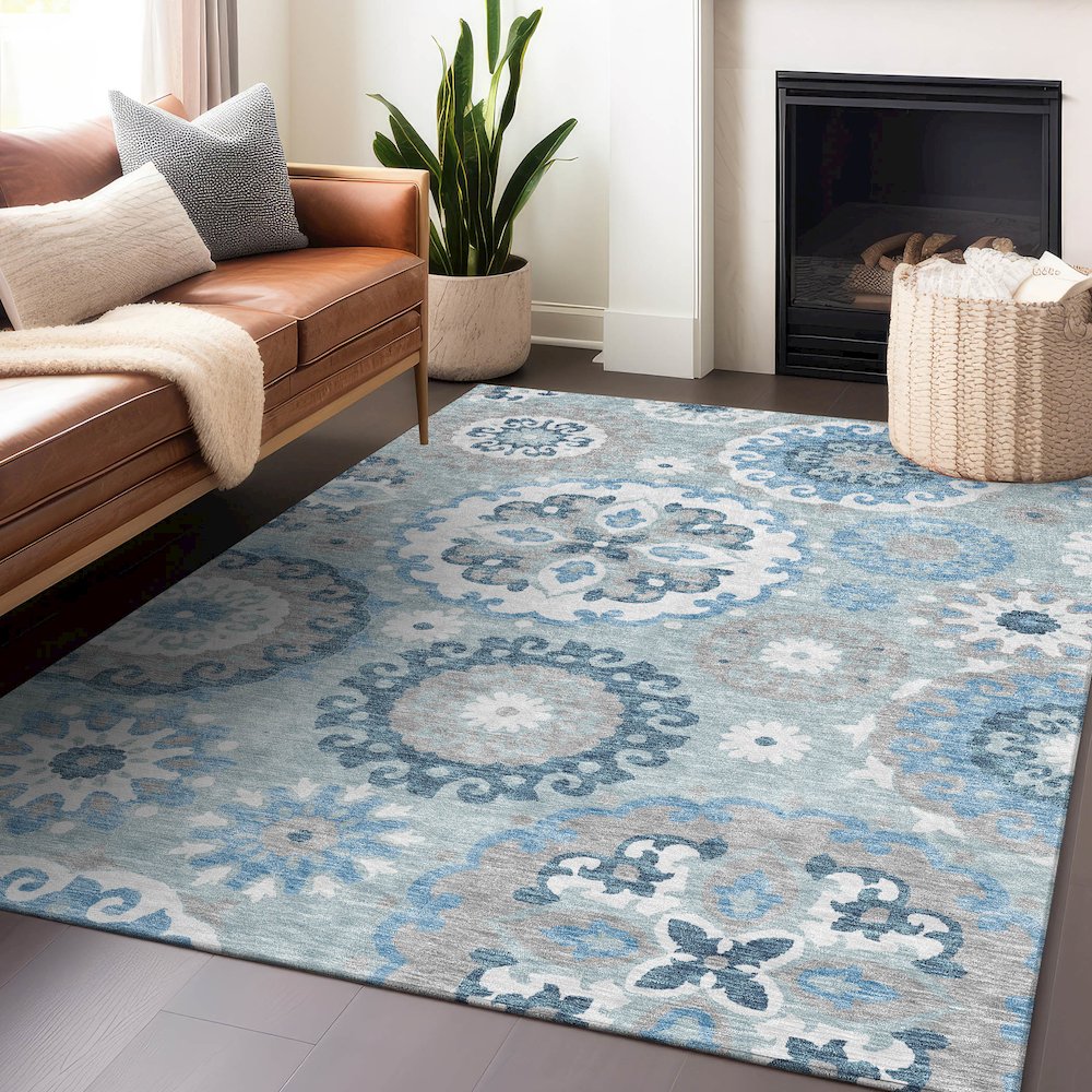 Premium Machine Washable Mayfield AMF763 Sky 3' x 5' Rug