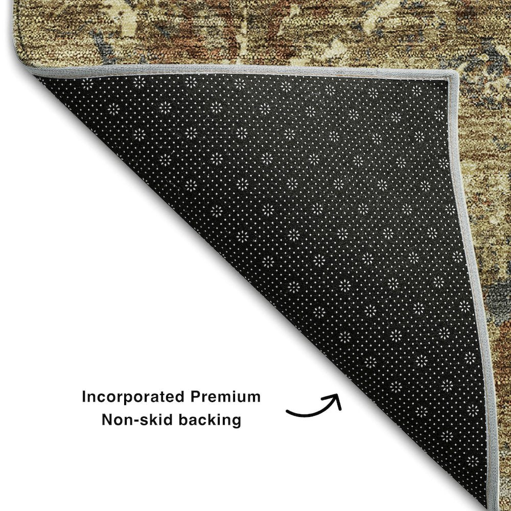 Premium Machine Washable Mayfield AMF768 Brown 2'3" x 7'6" Runner Rug