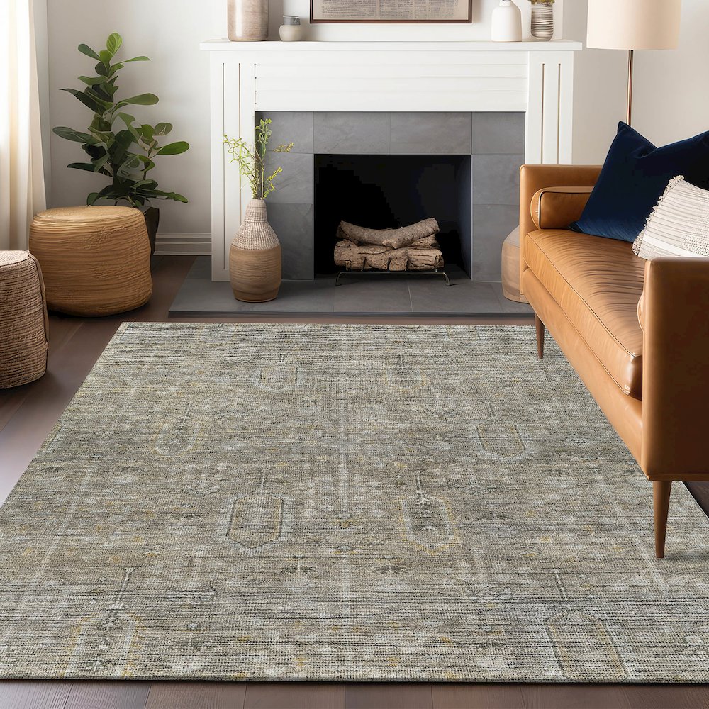 Premium Machine Washable Mayfield AMF790 Taupe 3' x 5' Rug