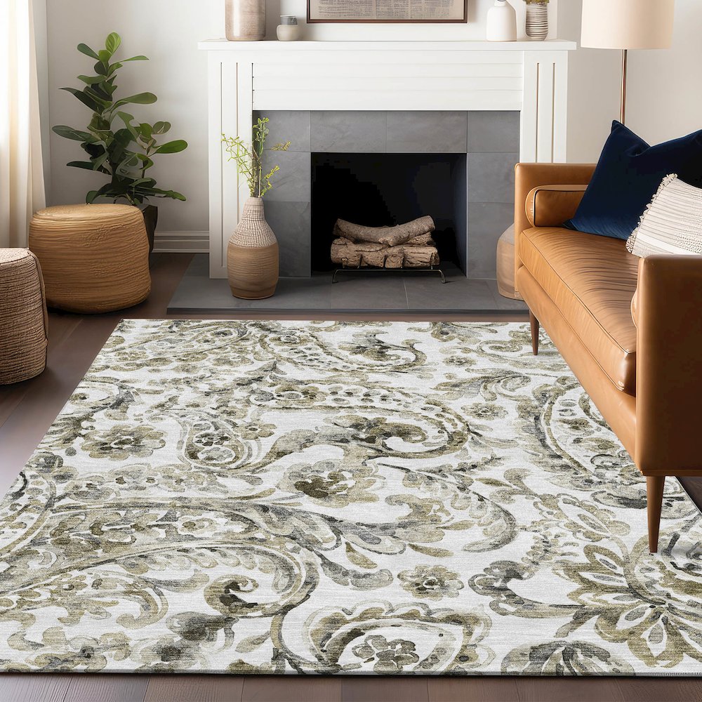 Premium Machine Washable Mayfield AMF835 Brown 3' x 5' Rug